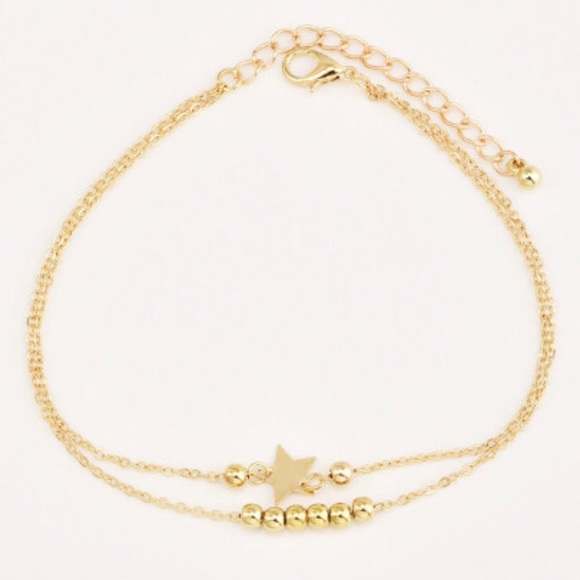 Pineapple & Star 2 Piece Faux Gold Anklet - Picture 2 of 4